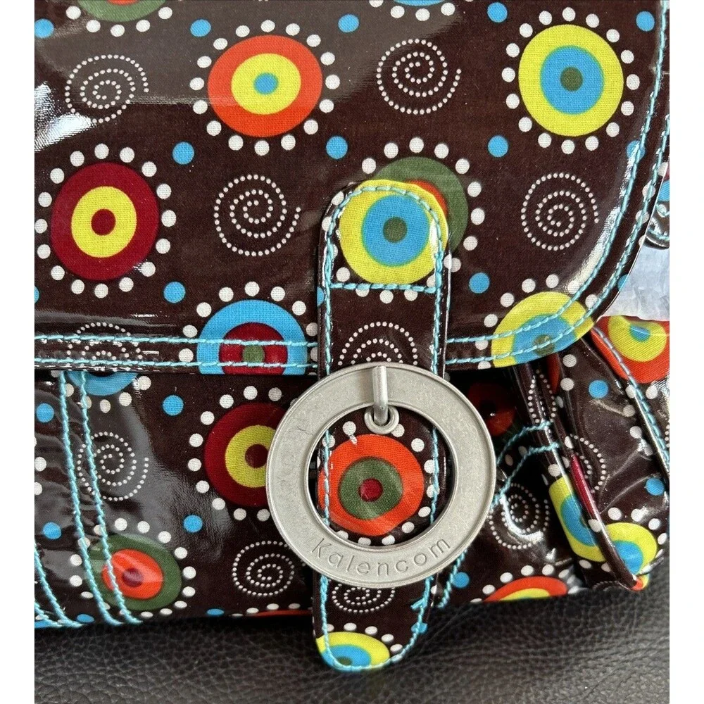 Kalencom New Orleans Coated Diaper Bag Colorful Retro Circle Dot Print NEW